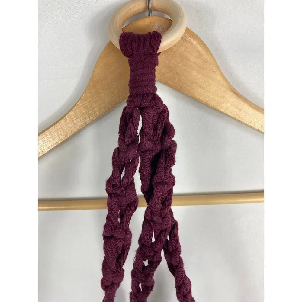 Hand Made Purple Macrame Plant Holder with new pot